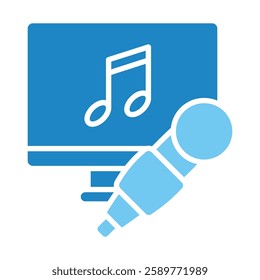 Karaoke dual tone blue color, mini illustration icon. use for modern concept, print, UI, UX kit, web and app development. Vector EPS 10, related to entertainment, festival, funfair and hobbies.