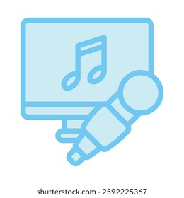 Karaoke dual tone blue color, mini illustration icon. use for modern concept, print, UI, UX kit, web and app development. Vector EPS 10, related to entertainment, festival, funfair and hobbies.
