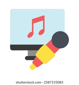 Karaoke flat color, mini illustration icon. use for modern concept, print, UI, UX kit, web and app development. Vector EPS 10, related to entertainment, festival, funfair and hobbies.