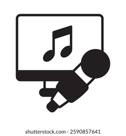 Karaoke glyph, mini illustration icon. use for modern concept, print, UI, UX kit, web and app development. Vector EPS 10, related to entertainment, festival, funfair and hobbies.