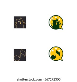 Karaoke Group Icon Logo Vector Set Element