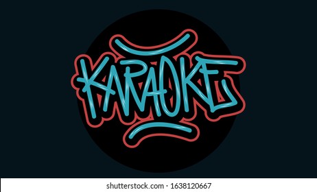 Karaoke Hand Lettering Calligraphic Type Vector Design.