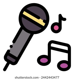 icono de karaoke en estilo de línea plana