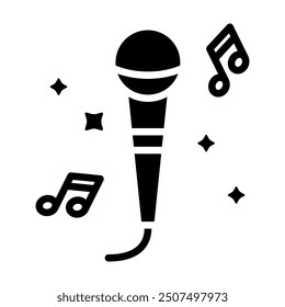 Karaoke icon in glyph style. Microphone icon in glyph style. Icon about hobbies