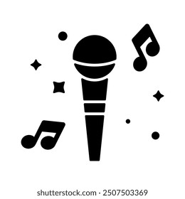 Karaoke icon in glyph style. Microphone icon  in glyph style. Icon about hobbies