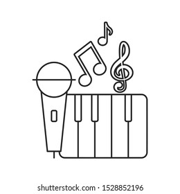 Karaoke icon. Outline thin line illustration. Isolated on white background. 