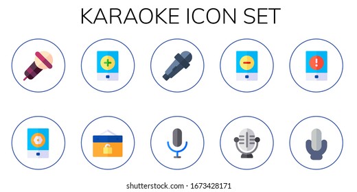 Karaoke Icon Set. 10 flache Karaoke-Symbole. Einschließlich Mikrofon, Ereignissymbole