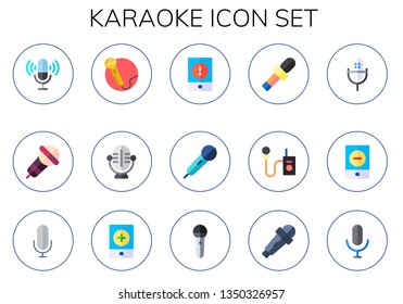 karaoke icon set. 15 flat karaoke icons.  Simple modern icons about  - microphone, singing, event, mic