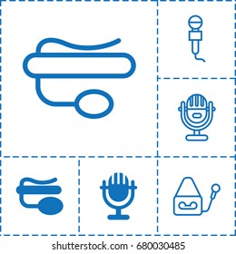 Karaoke icon. set of 6 karaoke filled and outline icons such as pin microphone