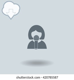 Karaoke icon with shadow. Cloud of download with arrow.