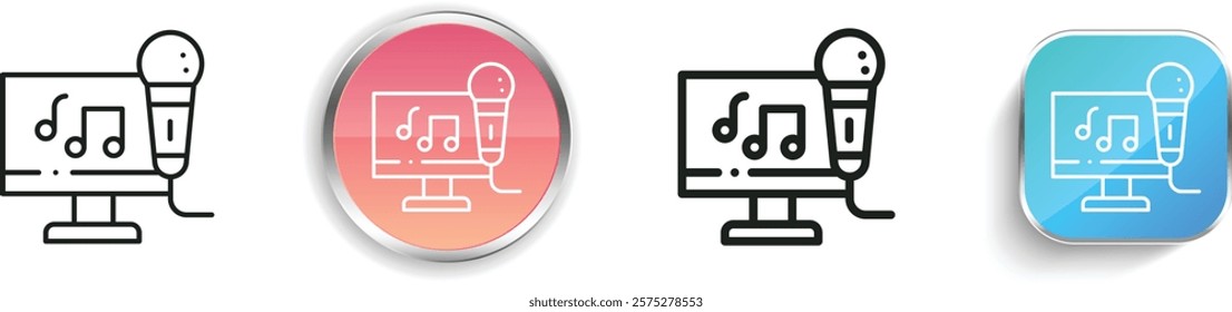 karaoke icon. Thin Linear, Regular and Button Style Design Isolated On White Background