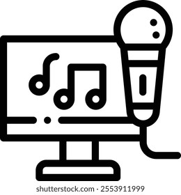 karaoke icon. Thin Linear Style Design Isolated On White Background