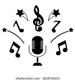 Karaoke Symbol Vektorset. Sammlung von Musikillustrationszeichen. Gesangssymbol.