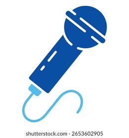 Ícones De Karaokê Em Estilo Azul, Ilustração De Vetor