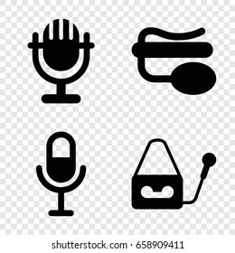Karaoke icons set. set of 4 karaoke filled icons such as microphone