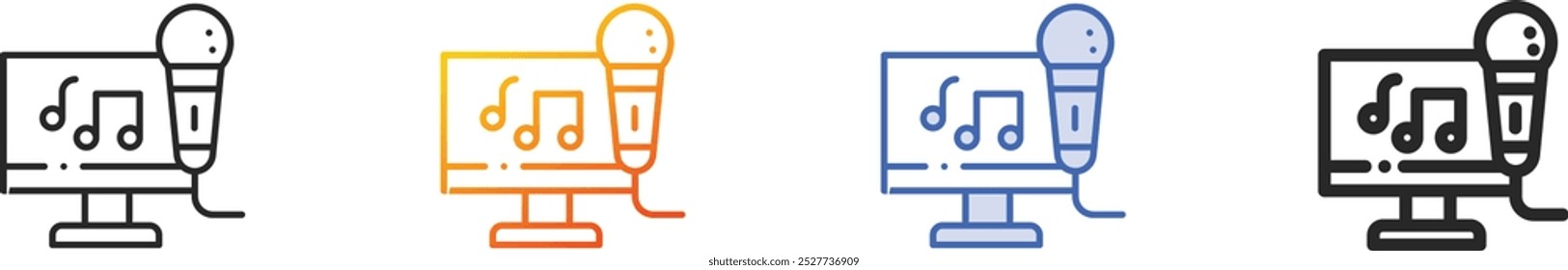 karaoke icon.Thin Linear, Gradient, Blue Stroke and bold Style Design Isolated On White Background