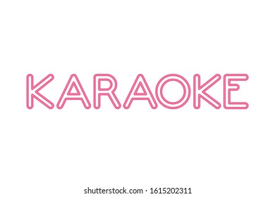 karaoke lettering neon lights label vector illustration design
