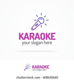 Karaoke logo set with microphone line modern color style isolated on white background. Vector Illustration