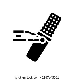 Karaoke Mic Microphone Glyph Icon Vector. Karaoke Mic Microphone Sign. Isolated Symbol Illustration