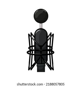 Karaoke Mic Microphone Music Cartoon. Karaoke Mic Microphone Music Sign. Isolated Symbol Vector Illustration