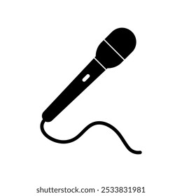 Icono de contorno lleno de micrófono de karaoke, ilustración de estilo moderno negro plano simple para Web y App.. eps
