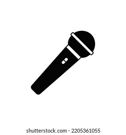 Karaoke, microphone icon in black flat glyph, filled style isolated on white background