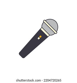 Karaoke, microphone icon in color, isolated on white background 