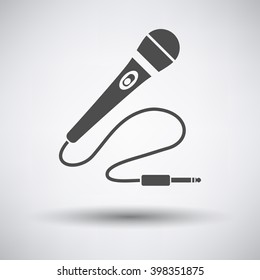 Karaoke microphone  icon on gray background with round shadow. Vector illustration.