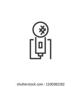 Karaoke microphone outline icon. linear style sign for mobile concept and web design. Mic simple line vector icon. Symbol, logo illustration. Pixel perfect vector graphics