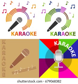Karaoke, microphone karaoke, a set of microphones. Flat design, vector illustration, vector.