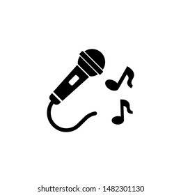Karaoke Microphone, Sing, Music. Flat Vector Icon illustration. Simple black symbol on white background. Karaoke Microphone, Sing, Music sign design template for web and mobile UI element