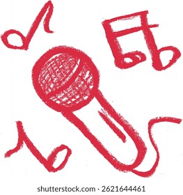 Karaoke Microphone Singing Party Birthday Related Icon Crayon Chalk Drawing Vector