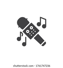 Karaoke Mikrofon, Vektorsymbol. volles Flachzeichen für mobiles Konzept und Webdesign. Mikrophon und musikalische Noten Glyph-Symbol. Symbol, Logo-Abbildung. Vektorgrafik