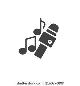 Karaoke Mikrofon, Vektorsymbol. volles Flachzeichen für mobiles Konzept und Webdesign. Mikrophone Musik notiert Glyph-Symbol. Symbol, Logo-Abbildung. Vektorgrafik
