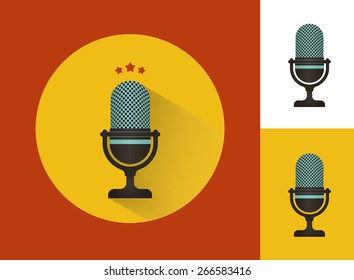 Karaoke microphones set  with isolated on white icon 