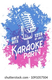 Karaoke modern poster with gruge texture. Vector illustration