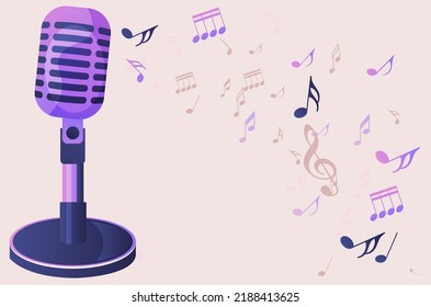 Karaoke music icon in comic style. Microphone speech vector cartoon illustration on white isolated background. Audio equipment business concept splash effect.
