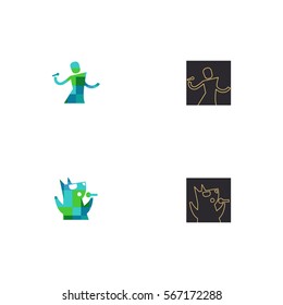 Karaoke Music Icon Logo Vector Set Element