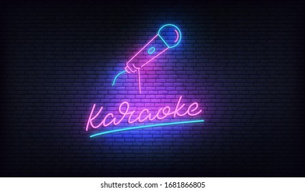 Karaoke Neon Billboard Neon Sign Microphone Stock Vector (Royalty Free ...