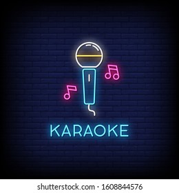 Karaoke Neon Signs Style Text Vector