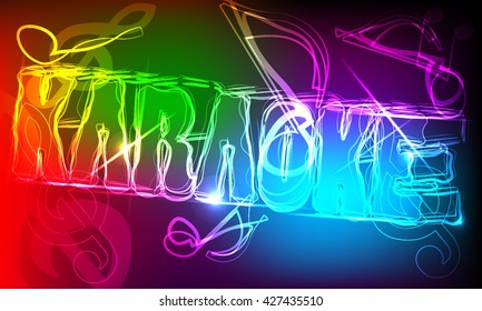 Karaoke. Neon text