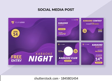 Karaoke Night Banner For Social Media Post Template