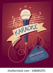 Karaoke night club. Vector illustration on a musical theme party