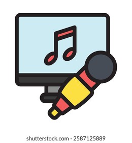 Karaoke outline color, mini illustration icon. use for modern concept, print, UI, UX kit, web and app development. Vector EPS 10, related to entertainment, festival, funfair and hobbies.