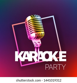 Karaoke party banner layout. Vector card template