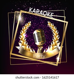 Karaoke party banner layout. Vector card template