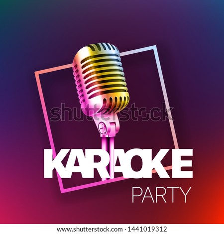 Karaoke party banner layout. Vector card template