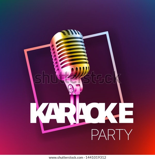 Karaoke party\
banner layout. Vector card\
template