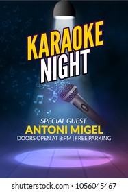 Karaoke Party Invitation Poster Design Template. Karaoke Night Flyer Design. Music Voice Concert.