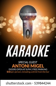 Karaoke Party Invitation Poster Design Template. Karaoke Night Flyer Design. Music Voice Concert.